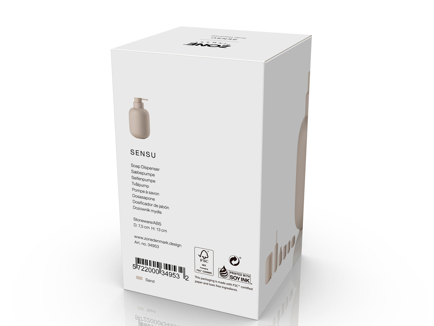 Distributeur de savon Sensu en Grès/ABS Sable Zone Denmark - Mathon - 3