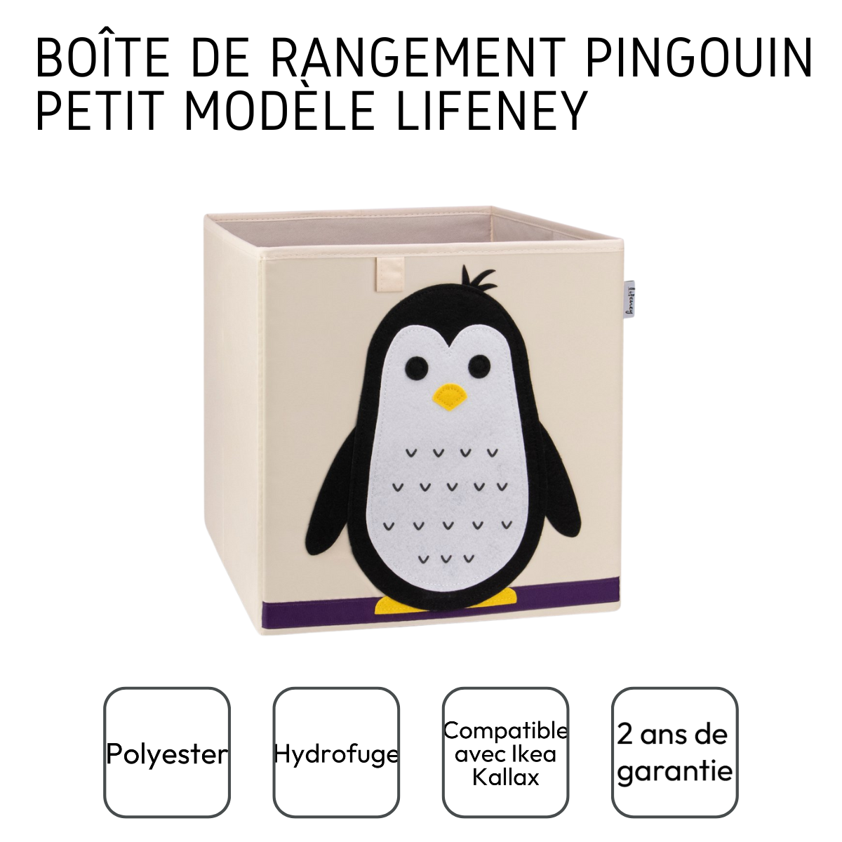 Boîte de rangement en tissu pour enfant "pingouin", compatible Ikea Kallax Lifeney Fackelmann - Mathon - 4