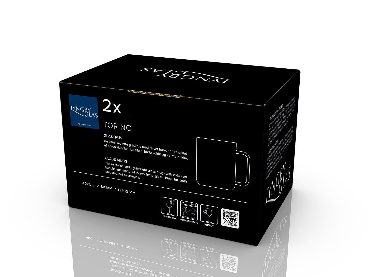 Set de 2 mugs TORINO en verre Bleu Lyngby Glas - Mathon - 5