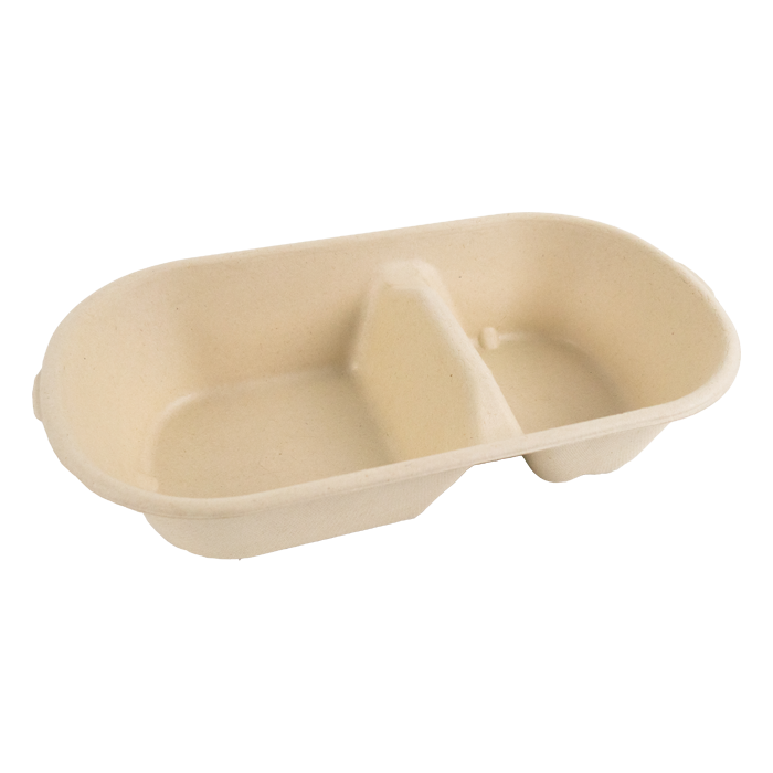 Boîte rectangulaire brune en pulpe 2-compartiments 825 ml 23,5 x 13 x 5 cm - 50 unités FirstPack - Mathon
