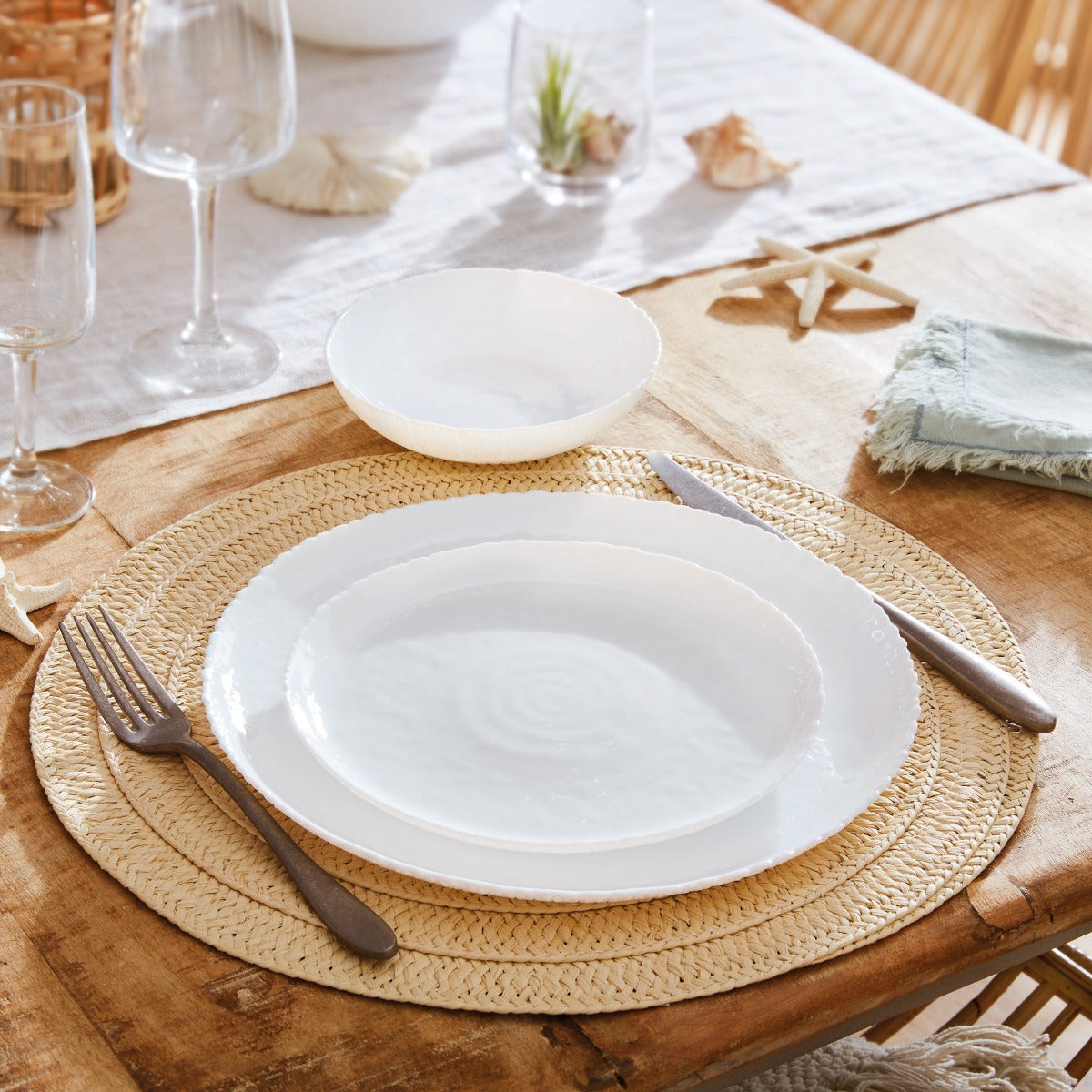 Assiette à dessert blanche 19cm Ammonite  - Verre opale extra résistant Luminarc - Mathon - 3