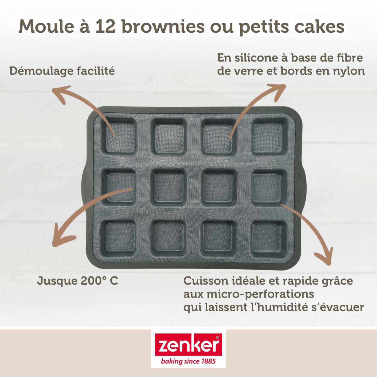 Moule à gâteaux 12 carrés en silicone fibre de verre Zenker Zenker - Mathon - 6