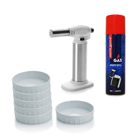 Lot 6 coupelles, chalumeau Elégance Ibili et recharge de gaz butane - Mathon