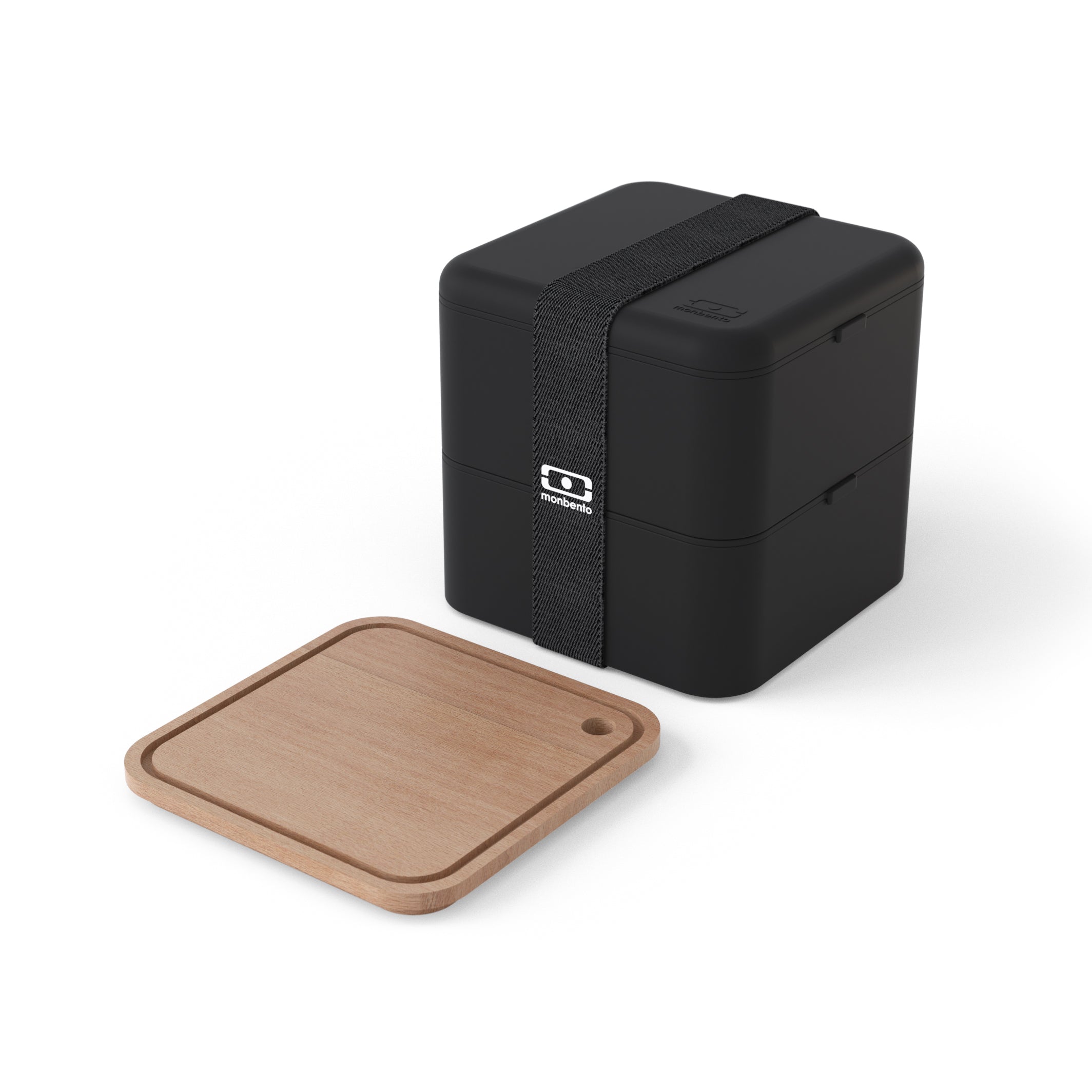 Set lunch box 2 étages 1,7L Noir Onyx  + Planche à découper Monbento - Mathon - 1