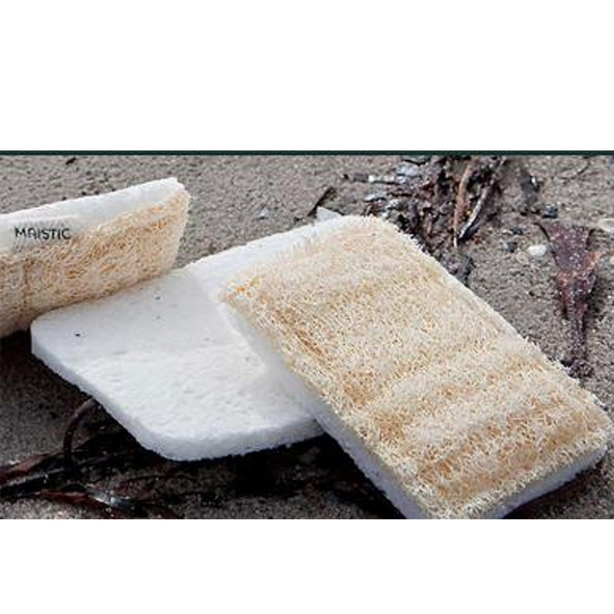Eponge sans plastique en cellulose de bois et loofah naturel Maistic - Mathon - 2