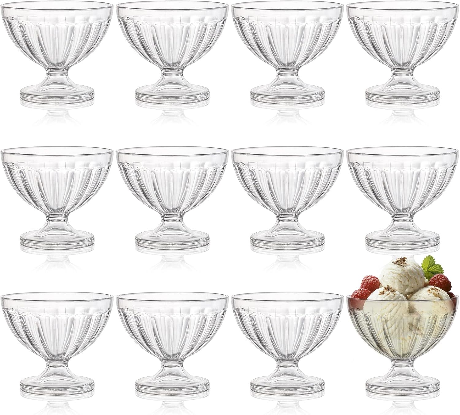 Lot de 12 bols à dessert transparents sur pied 250 ml Vendos85 - Mathon