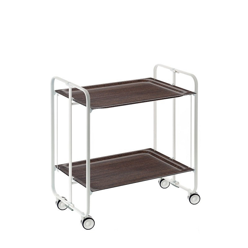 Desserte pliante 2 niveaux avec roulettes – structure blanche, bauhaus Don Hierro - Mathon - 1
