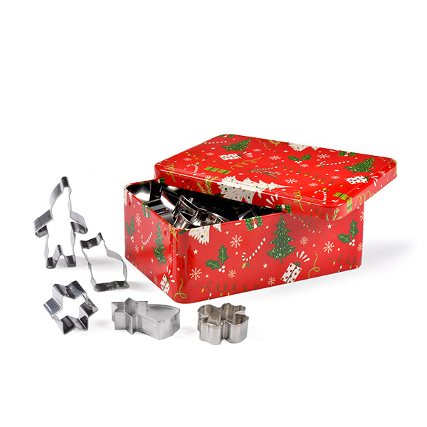 25 emporte-pièces et boite en métal rouge Patisse - Mathon - 1