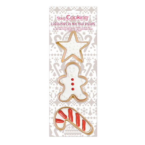 Set de 3 emporte-pièces dorés Noël Scrapcooking - Mathon - 1