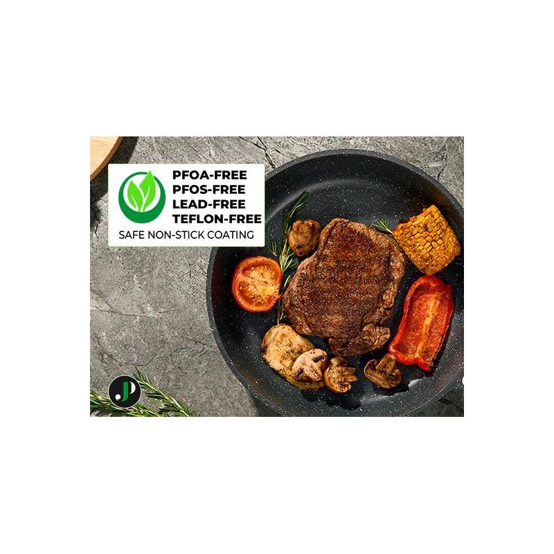 Batterie de cuisine 15 pièces avec cuiseur à vapeur Antiadhésif en Granit noir - Tous feux dont induction Just perfecto JL-780 Just Perfecto - Mathon - 2