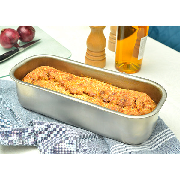 Lot moule à cake rectangulaire 30 cm et moule à tarte rond 28 cm en acier inoxydable  Steel Pan - Mathon - 4