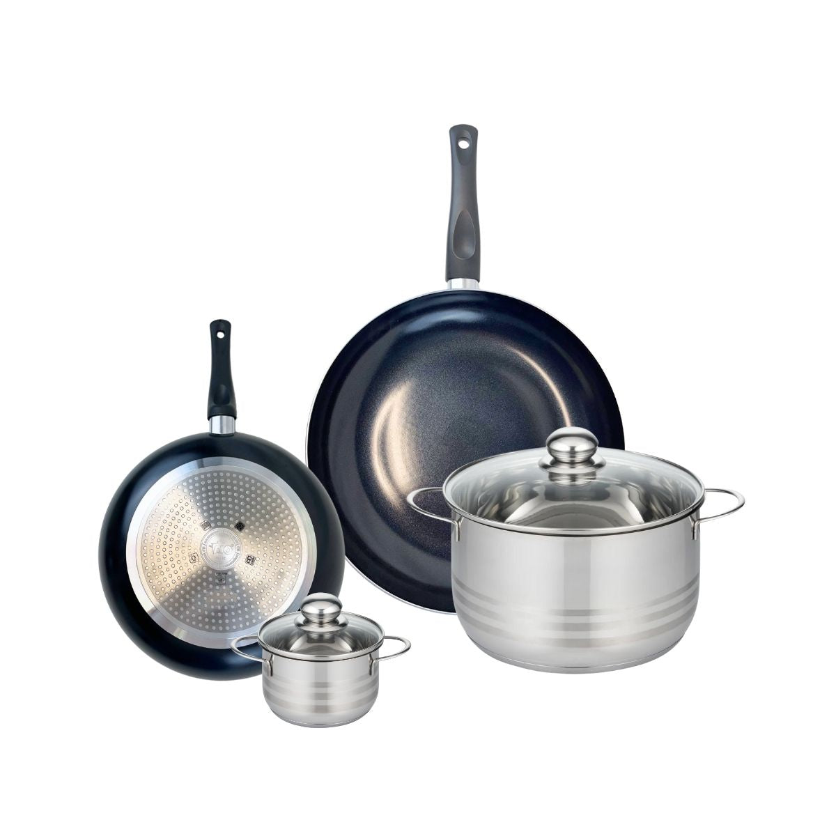 Ensemble de 2 Poêles de cuisson 24 et 32 cm et 2 faitouts 12 et 24 cm  Prima Brillant Elo - Mathon - 1