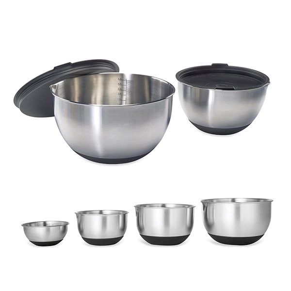 Lot 6 bols en inox gradués avec base silicone 10,5 à 24 cm Mathon - Mathon - 1