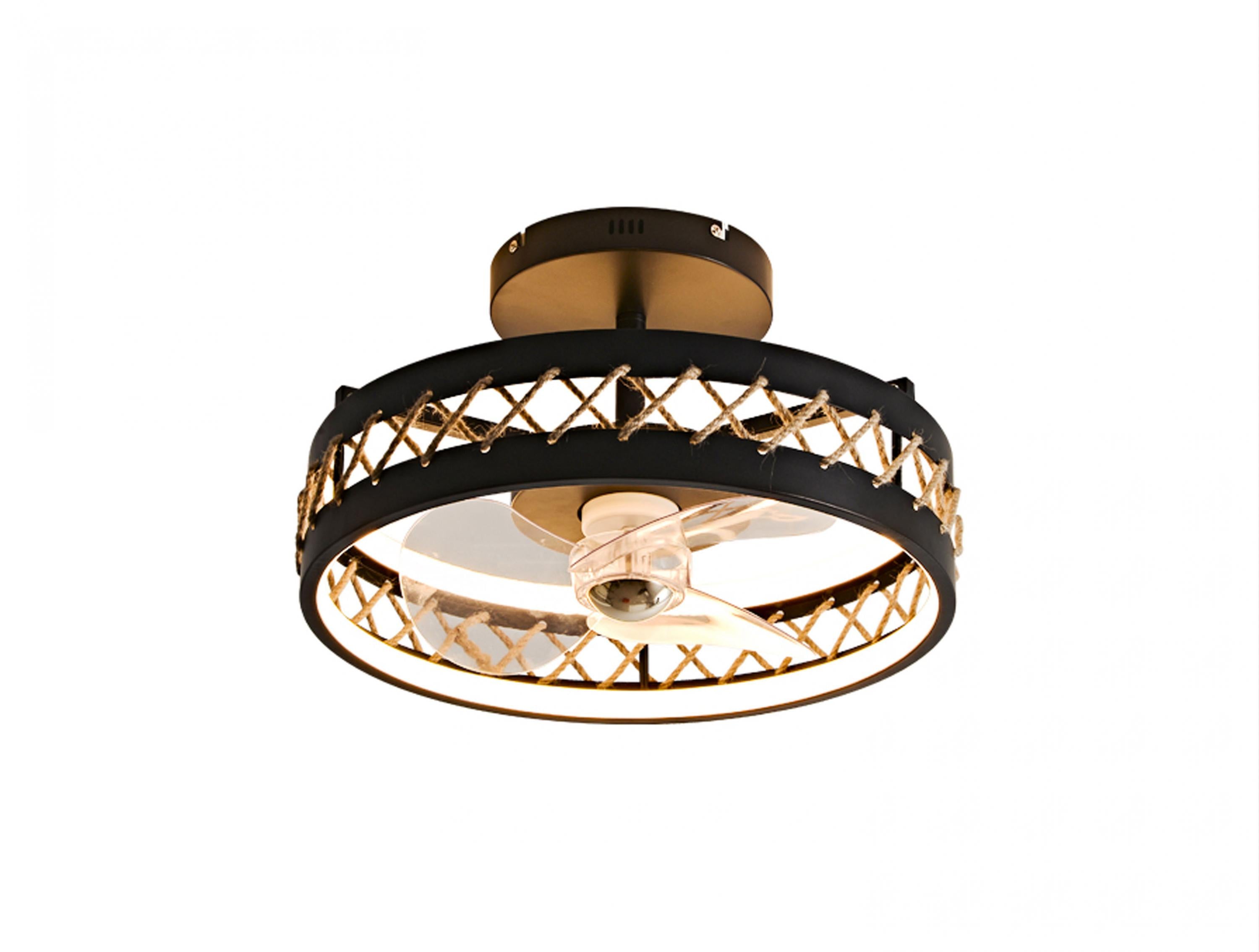 Lampe LED à ventilateur avec détails de finition en corde Purline - Mathon - 6