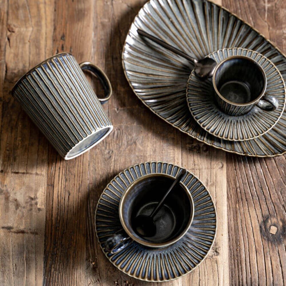 Coffret de 4 tasses à café avec sous tasses Liv bleu 22 cl Table passion - Mathon - 4