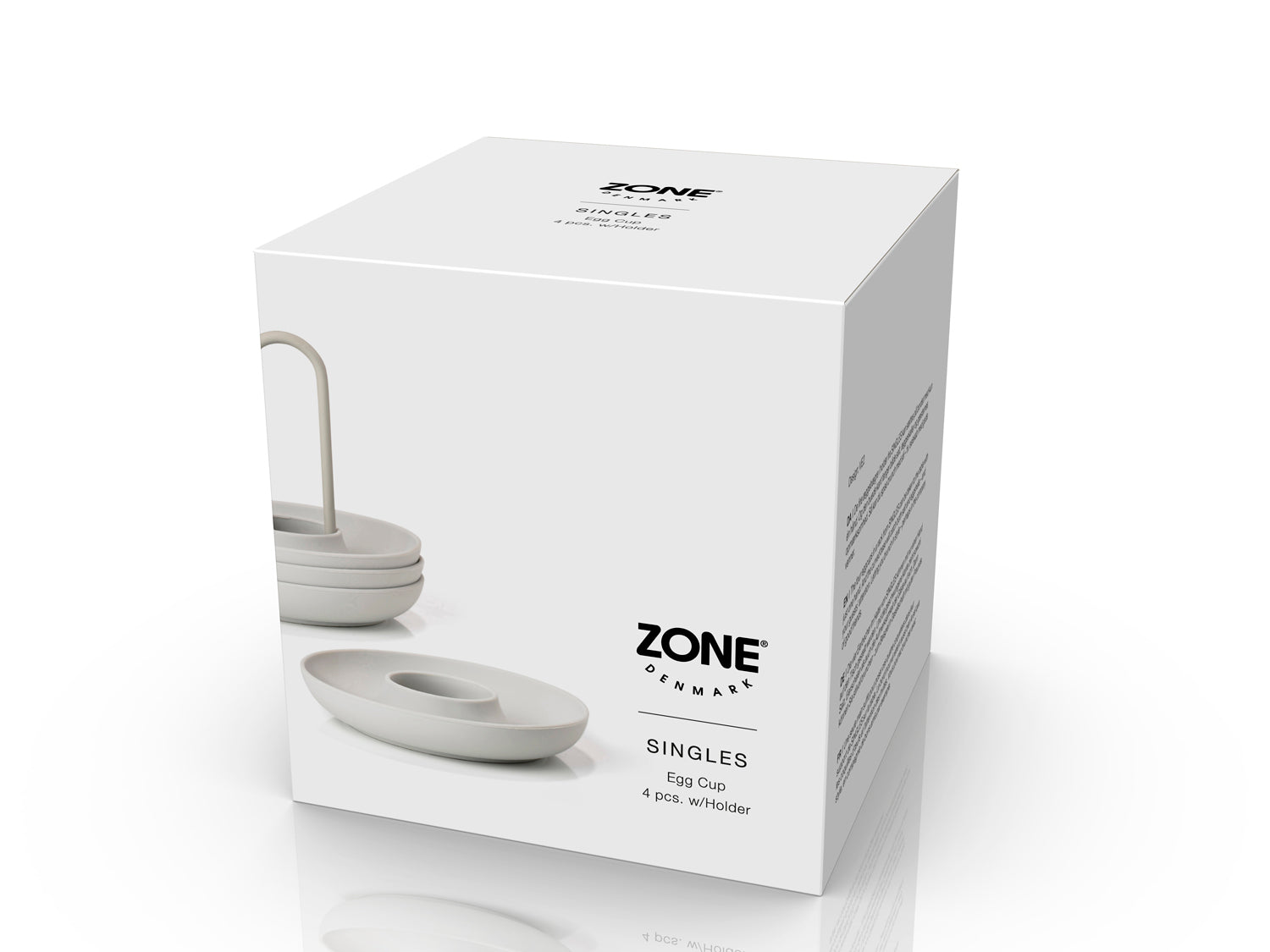 Set de 4 coquetiers avec support SINGLES en silicone Gris chaud Zone Denmark - Mathon - 2