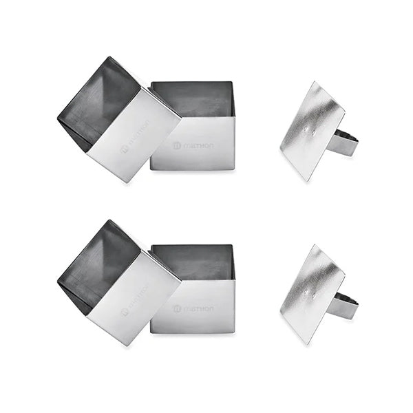 Lot de 4 emportes pièces carrés en inox avec poussoir Mathon - Mathon - 1