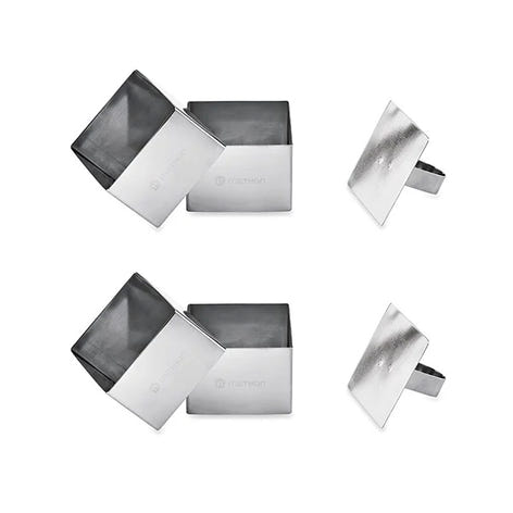 Lot de 4 emportes pièces carrés en inox avec poussoir Mathon - Mathon - 1
