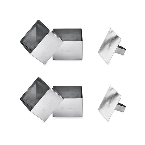 Lot de 4 emportes pièces carrés en inox avec poussoir Mathon - Mathon - 1