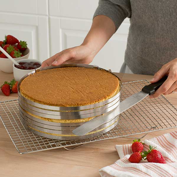 Set couteau à génoise spatule à glaçage et cercle à trancher extensible inox Mathon - Mathon - 2