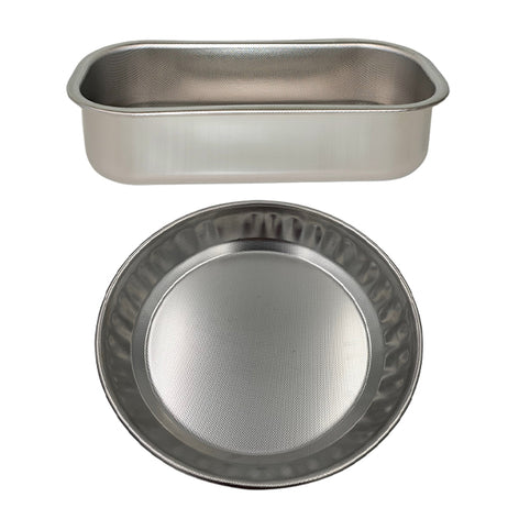 Lot moule à cake rectangulaire 30 cm et moule à tarte rond 28 cm en acier inoxydable  Steel Pan - Mathon - 1