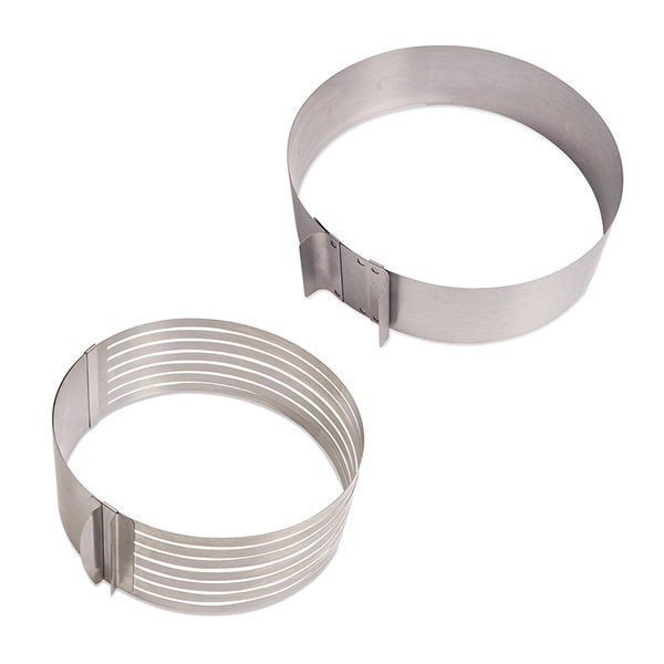 Lot cercle à trancher et cercle à gâteau extensibles inox Mathon - Mathon - 1