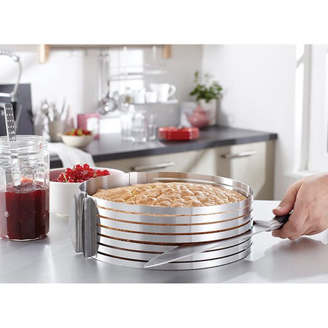 Lot cercle à trancher et cercle à gâteau extensibles inox Mathon - Mathon - 2