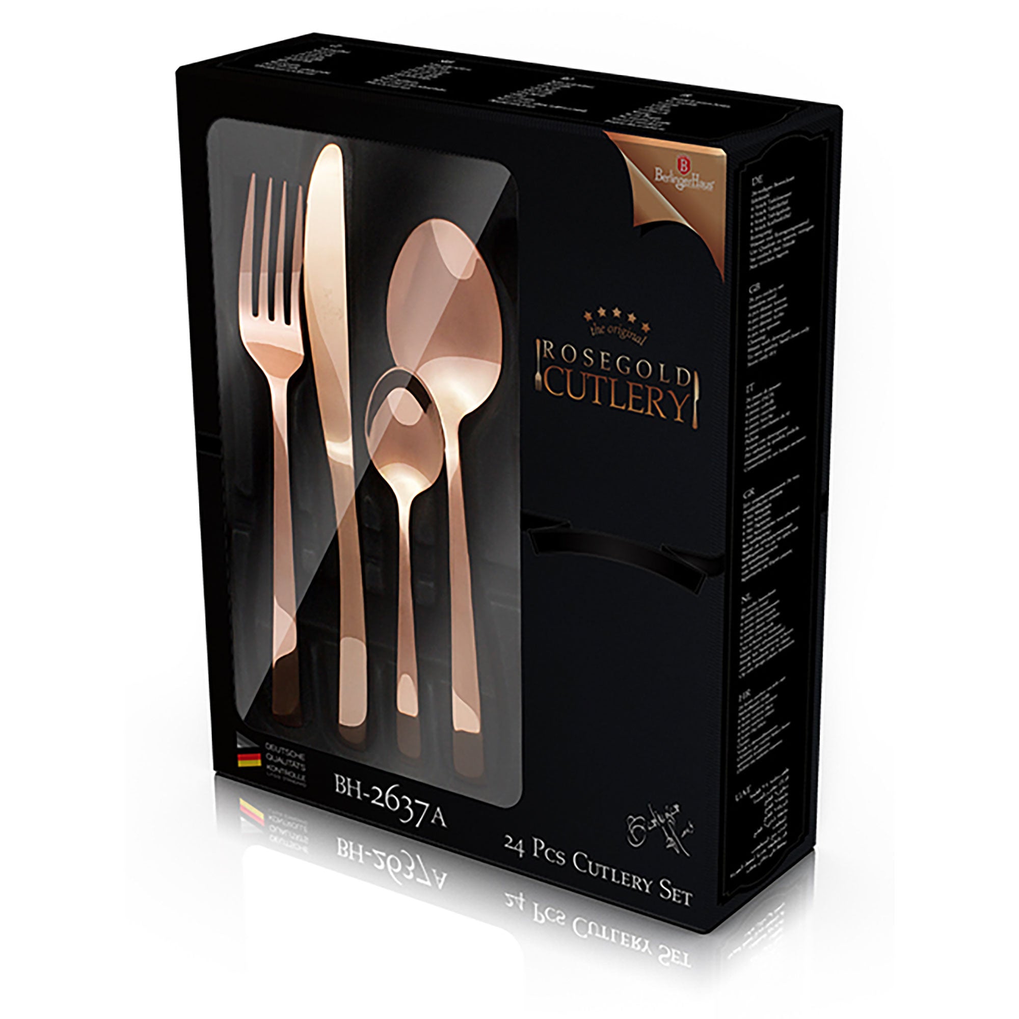 Ménagère 24-Piece Acier Inox. Finition Polie, Set de Couverts pour 6 Personnes  Or Rose Rose Gold - Mathon - 3