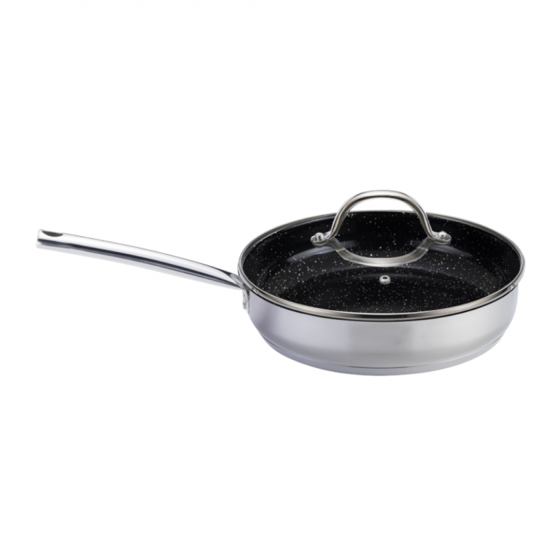Gris 28 cm Sauteuse avec couvercle en inox KitchenPro Venteo - Mathon - 1