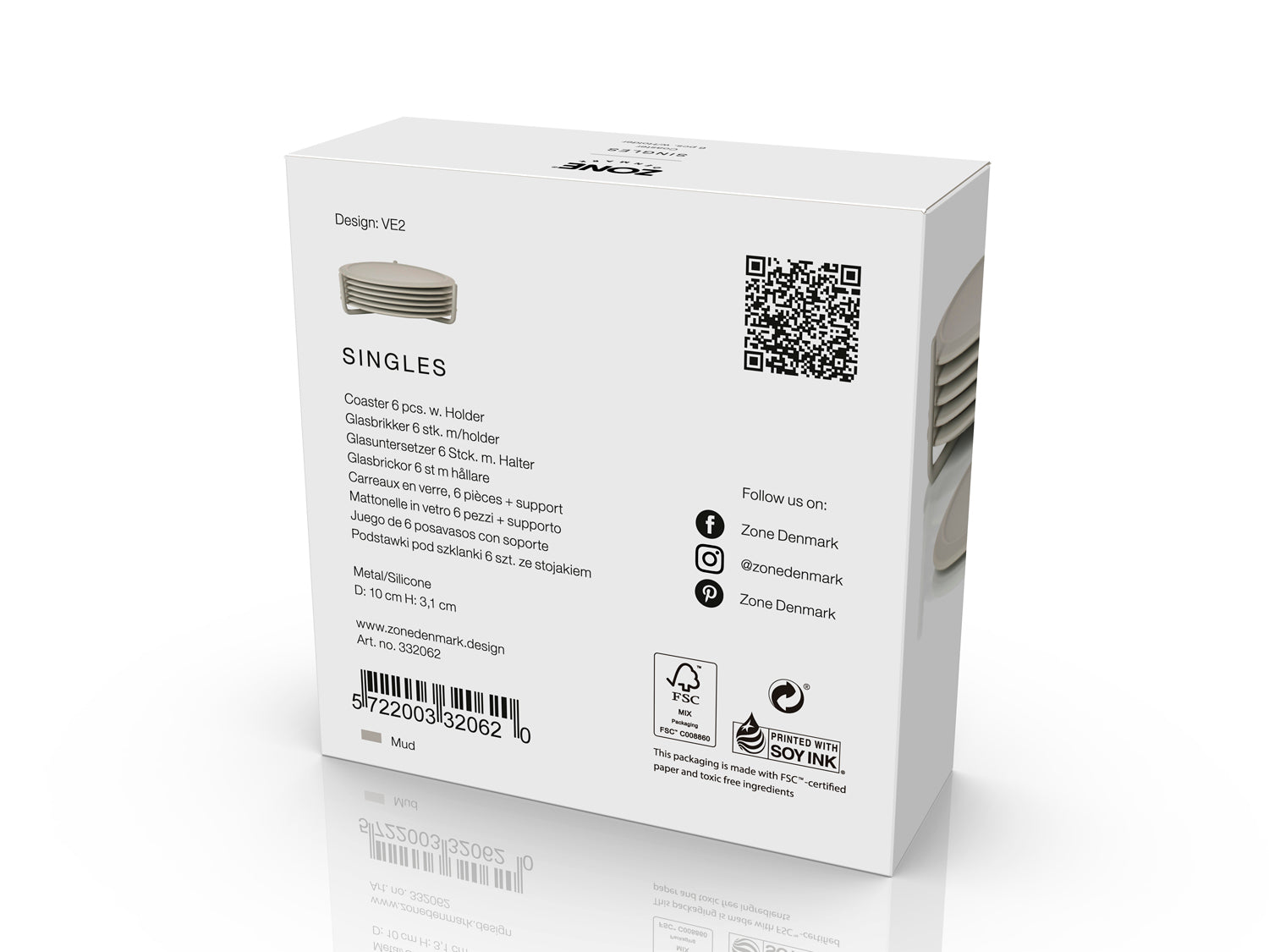 Ensemble de 6 dessous de verre SINGLES et support en silicone et métal Marron Zone Denmark - Mathon - 4