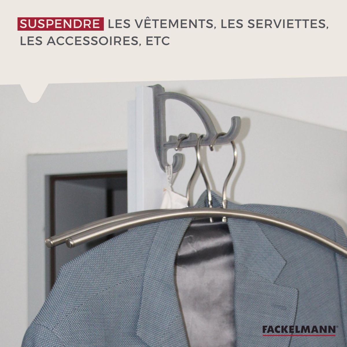 Crochet porte manteau pour porte  Tecno Fackelmann - Mathon - 4