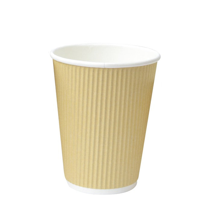 Gobelet carton double paroi beige "Rippley" 450 ml Diam: 9 cm 9 x 6,1 x 13,6 cm - 25 unités FirstPack - Mathon