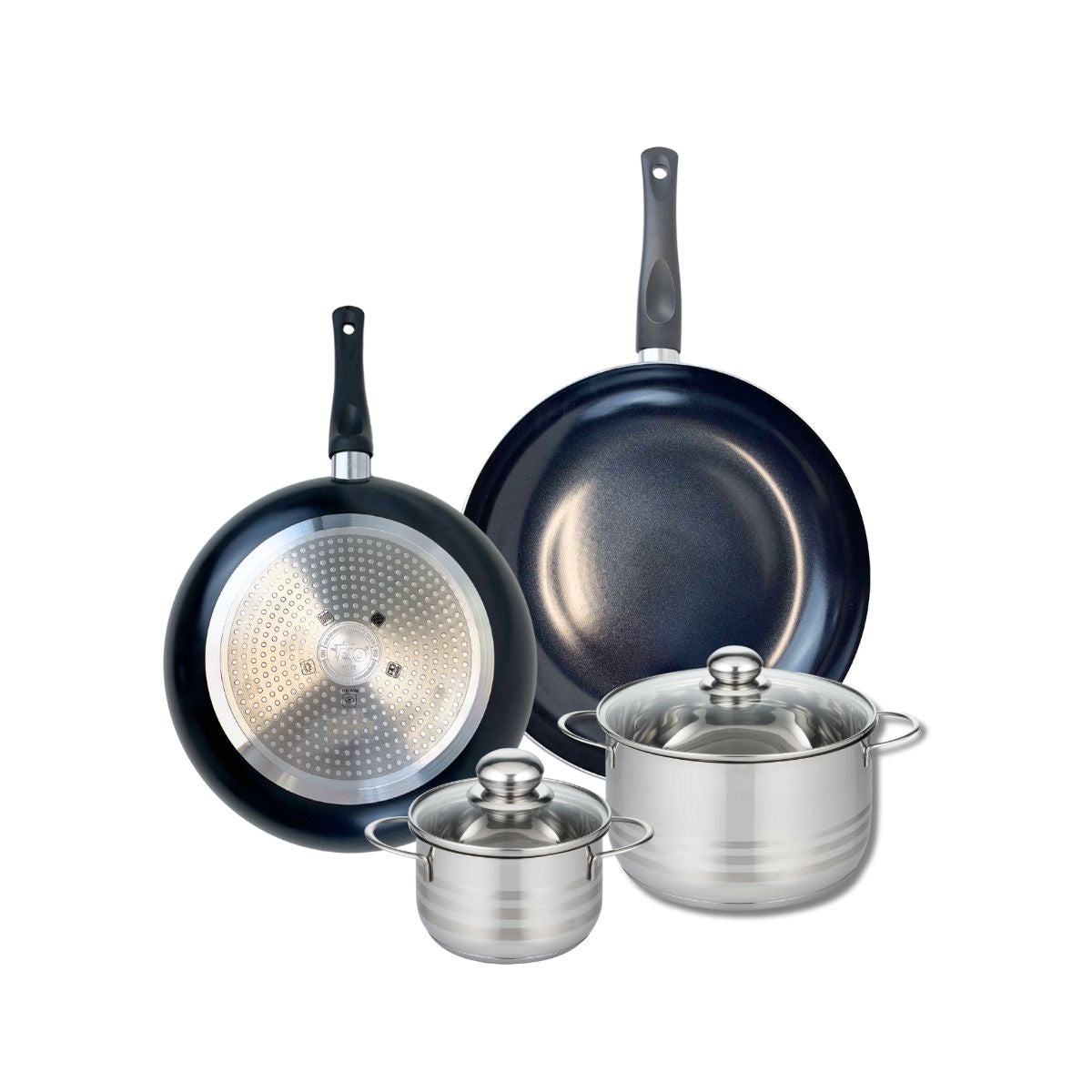 Ensemble de 2 Poêles de cuisson 28 et 32 cm et 2 faitouts 14 et 20 cm  Prima Brillant Elo - Mathon - 1
