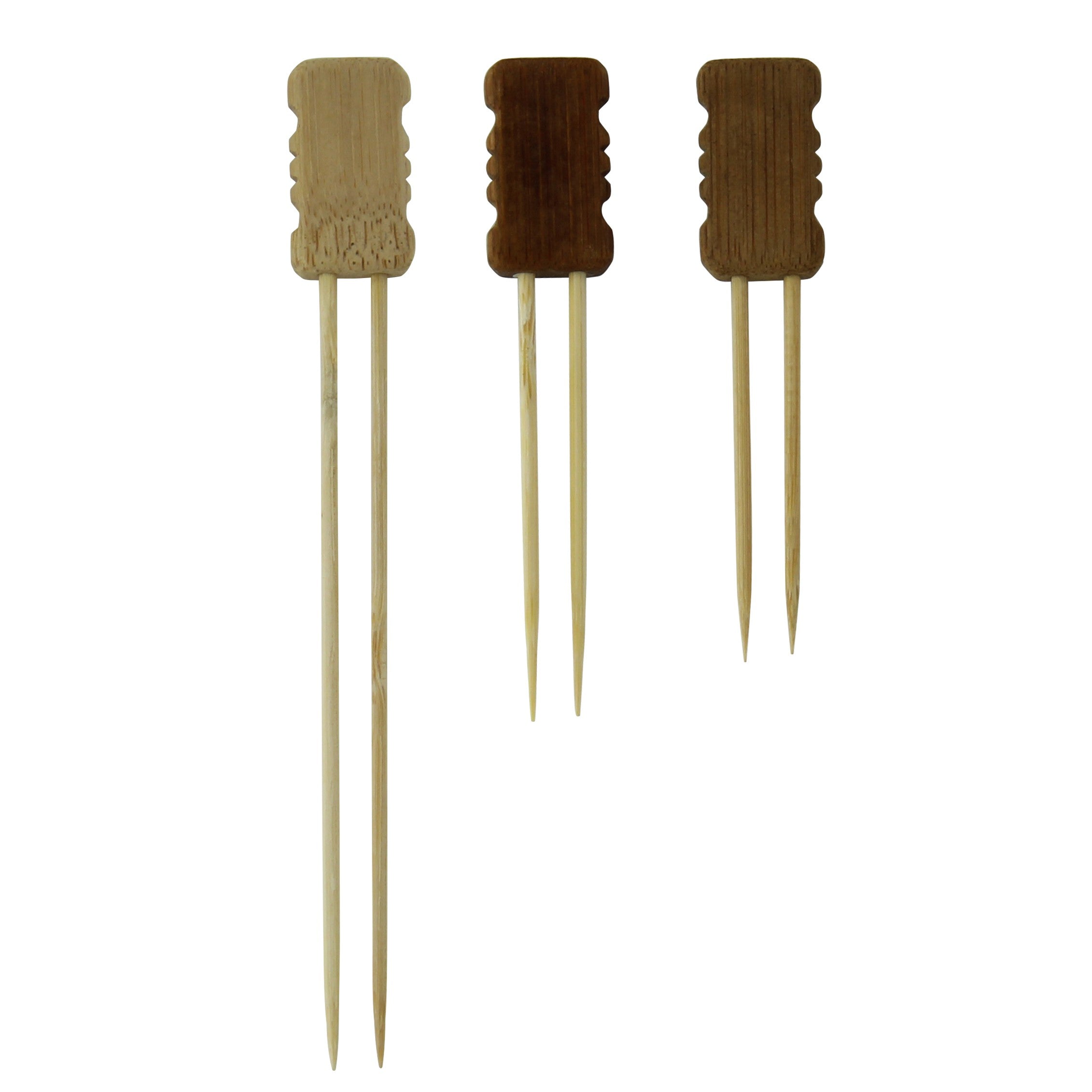 24Pcs - Pique bambou Mbola double branches avec une extrémité en bloc en bambou 100 FirstPack - Mathon - 3