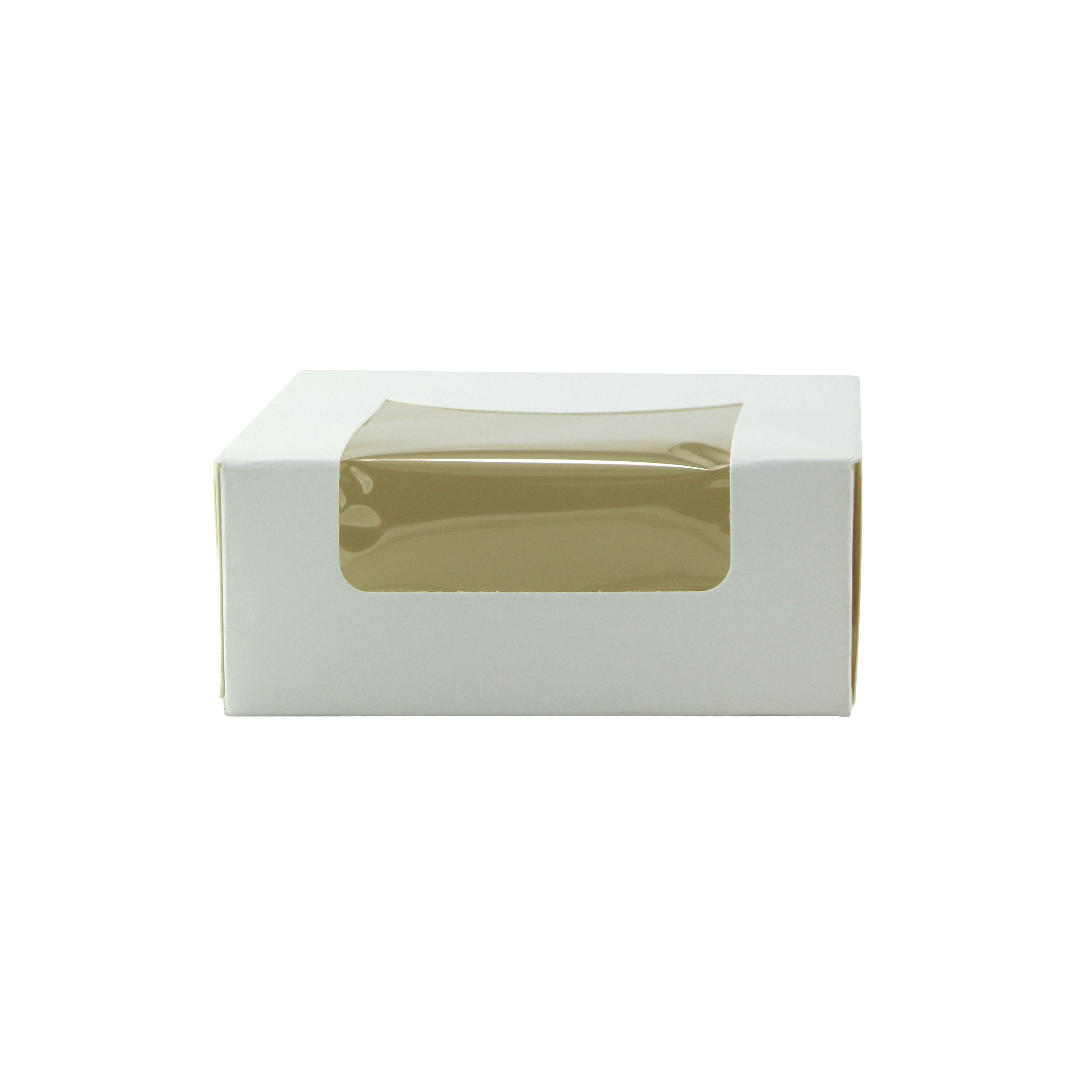 420Pcs - Boîte pâtissière carton blanc avec couvercle attaché à fenêtre 100x100x40mm FirstPack - Mathon - 2