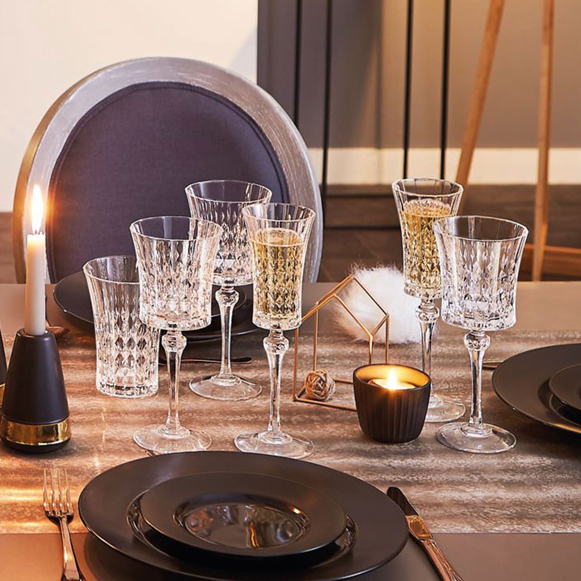 6 verres à pied 19cl Lady Diamond - Cristal d