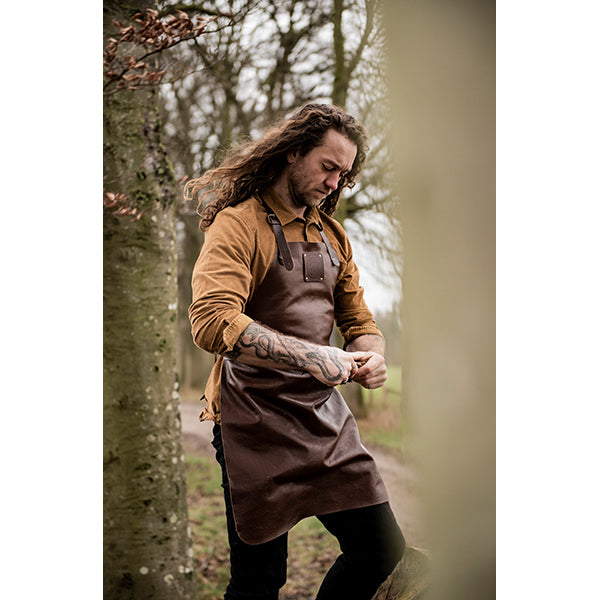 Tablier de cuisine artisanal cuir pleine fleur Buffalo Chocolat Witloft - Mathon - 4