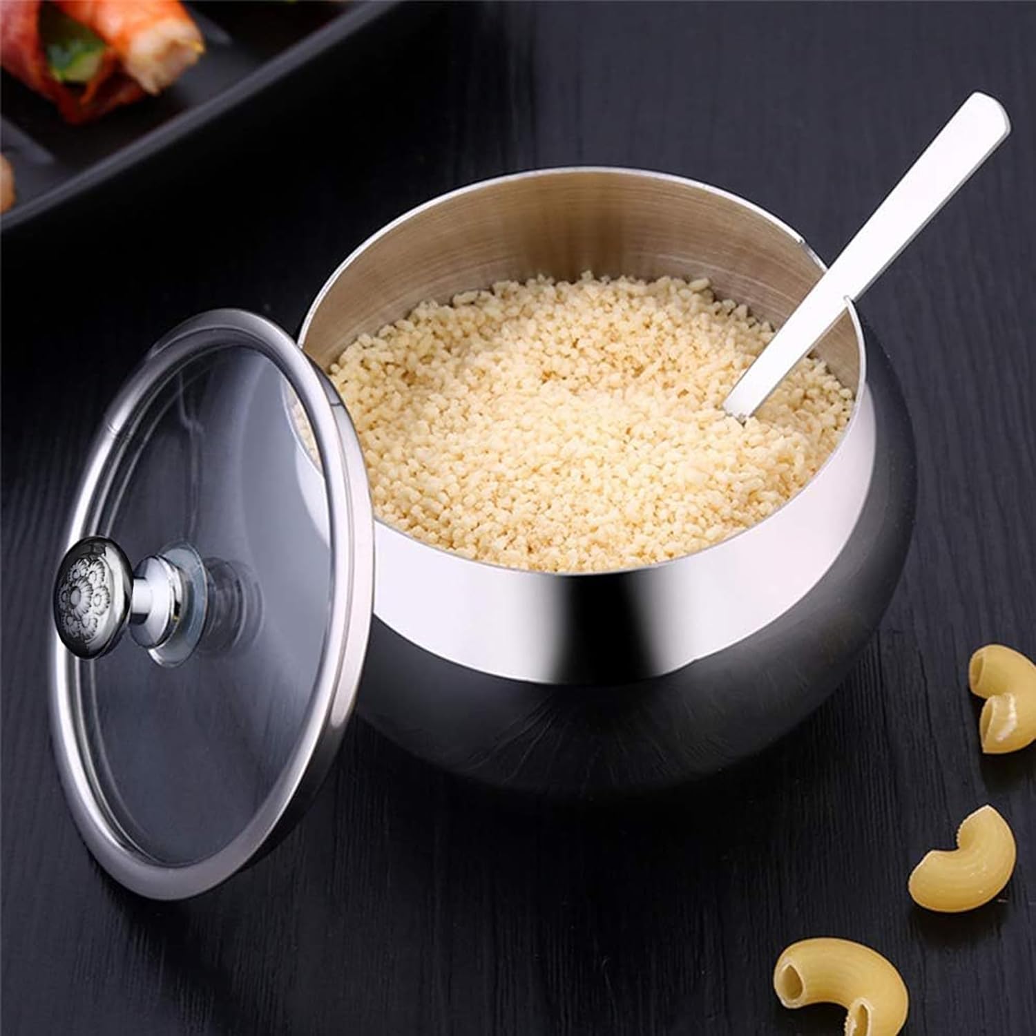 Sucrier en acier inoxydable 300 ml avec cuillère Vendos85 - Mathon