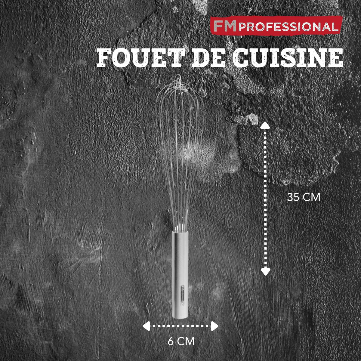 Fouet de cuisine et pâtisserie en inox 35 cm FM Professional - Mathon - 3