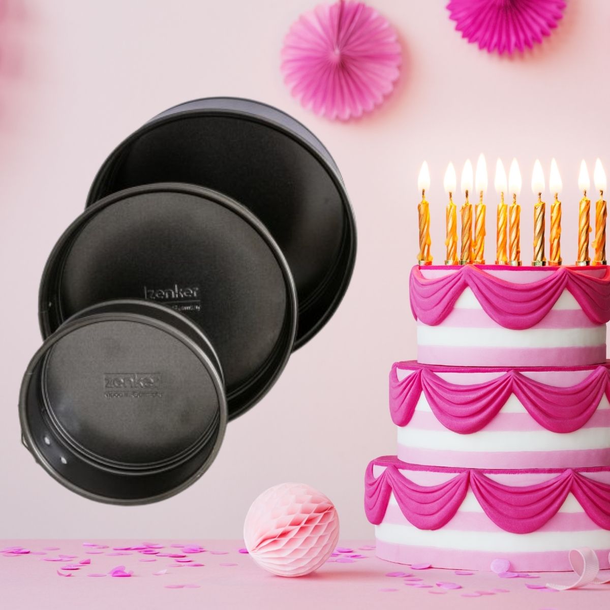 Set de 3 mini moules à manqué à charnière 12cm + 16cm + 18cm Zenker Spécial Mini Zenker - Mathon - 2