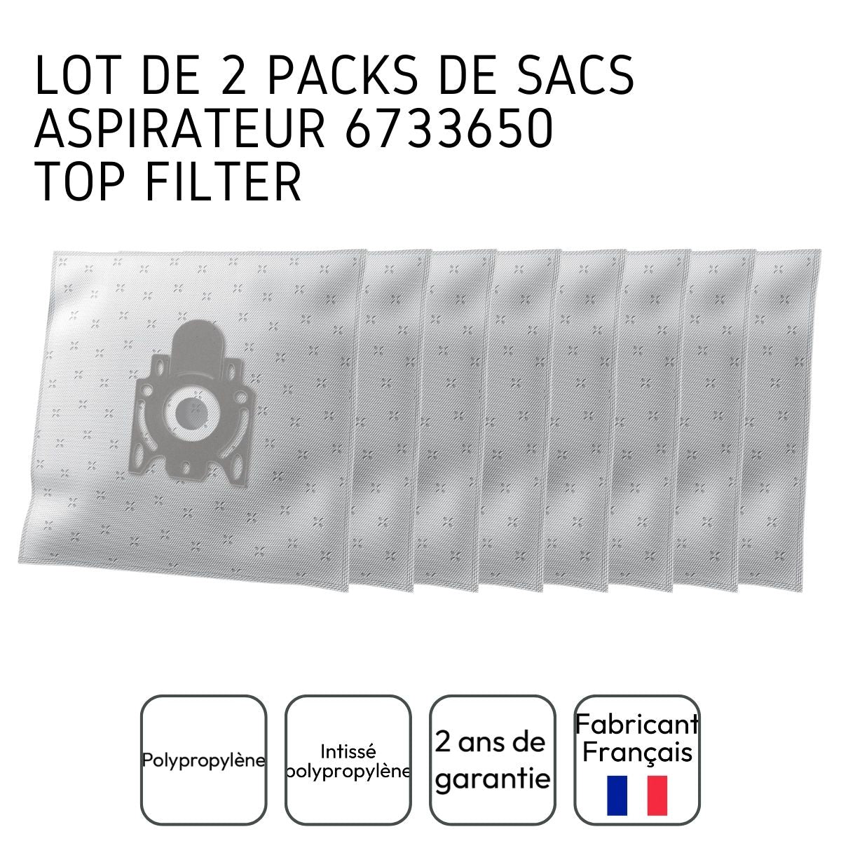 Lot de 2 packs de 8 sacs aspirateur 6733650 Miele TopFilter TopFilter - Mathon - 3