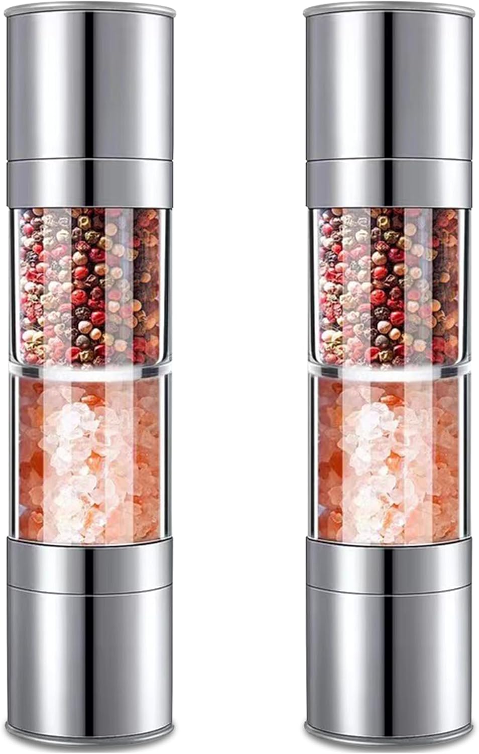 Lot de 2 moulins à sel et à poivre 2 en 1 réglables manuellement Vendos85 - Mathon