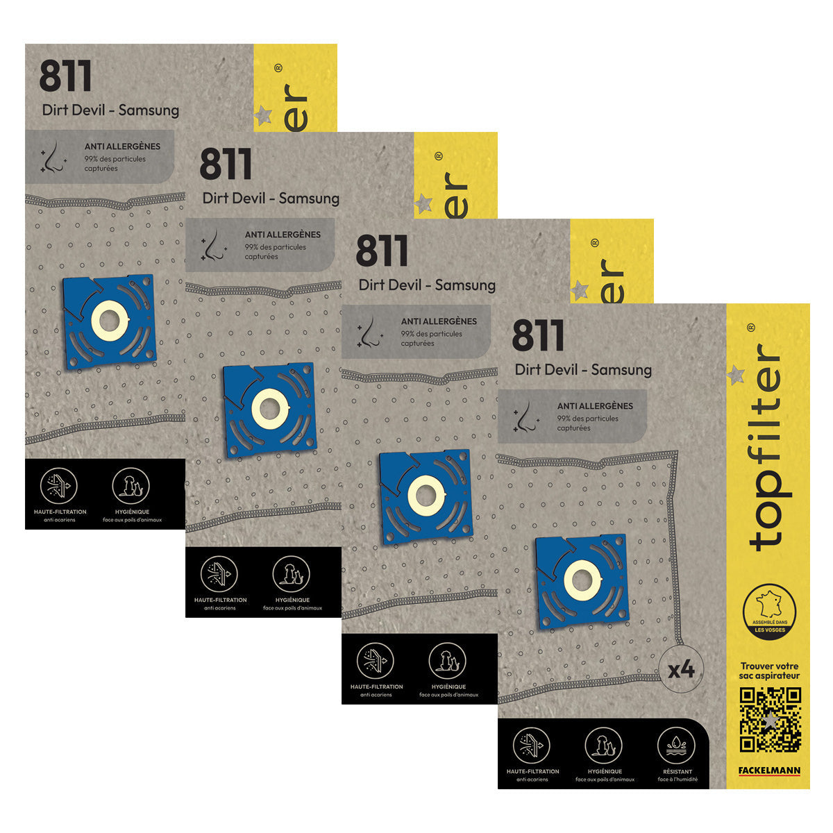Lot de 4 packs de 4 sacs aspirateur 64811 Samsung et Dirt Devil TopFilter Premium TopFilter - Mathon - 1