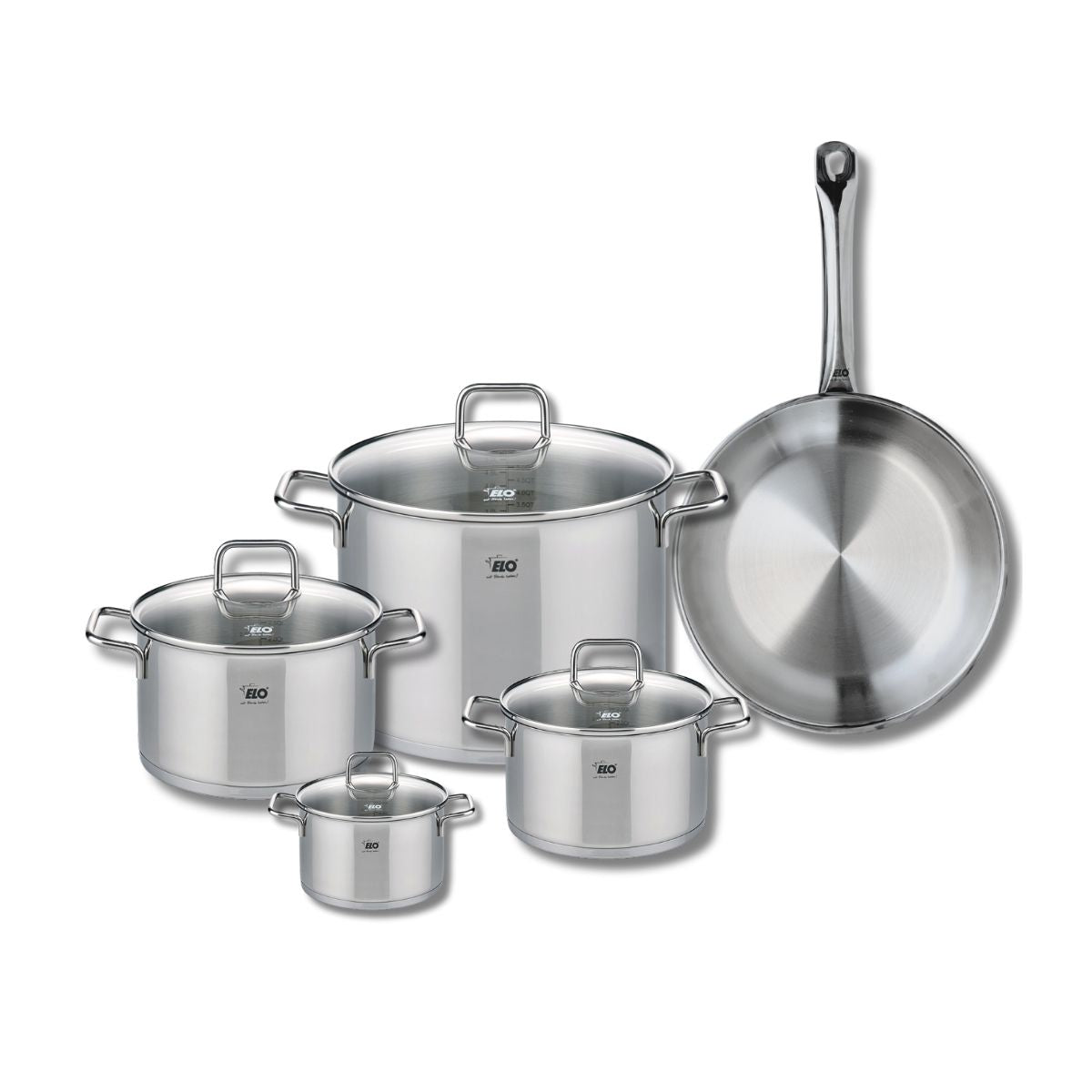 Ensemble de 1 Poêle de cuisson 28 cm et 4 faitouts 12, 16, 20 et 26 cm  Profi Citrin Elo - Mathon - 1