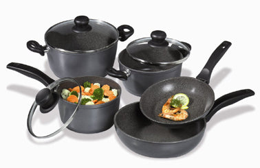 Batterie de Cuisine, 8 pcs - Poêles et Casseroles avec Couvercles en Verre - Revêtement Antiadhésif - Induction Stoneline - Mathon - 1