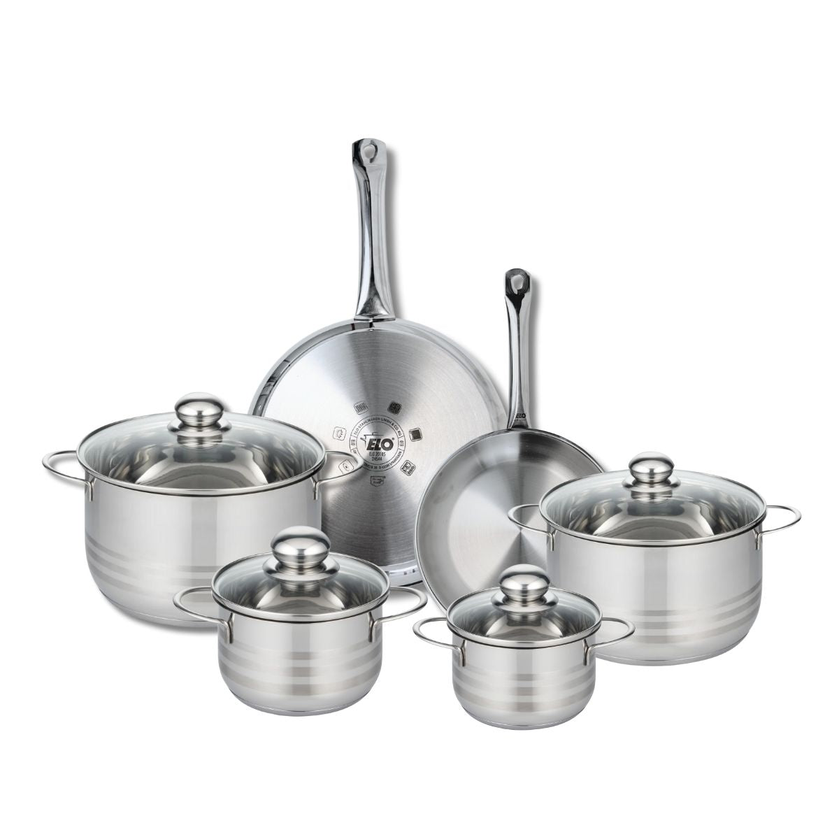 Ensemble de 2 Poêles de cuisson 24 et 28 cm et 4 faitouts 14, 16, 20 et 24 cm  Profi Brillant Elo - Mathon - 1