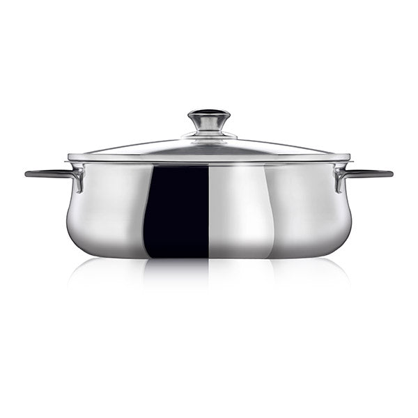Faitout ovale Superchef 30 cm avec couvercle en verre et grille Inoxriv - Mathon - 1