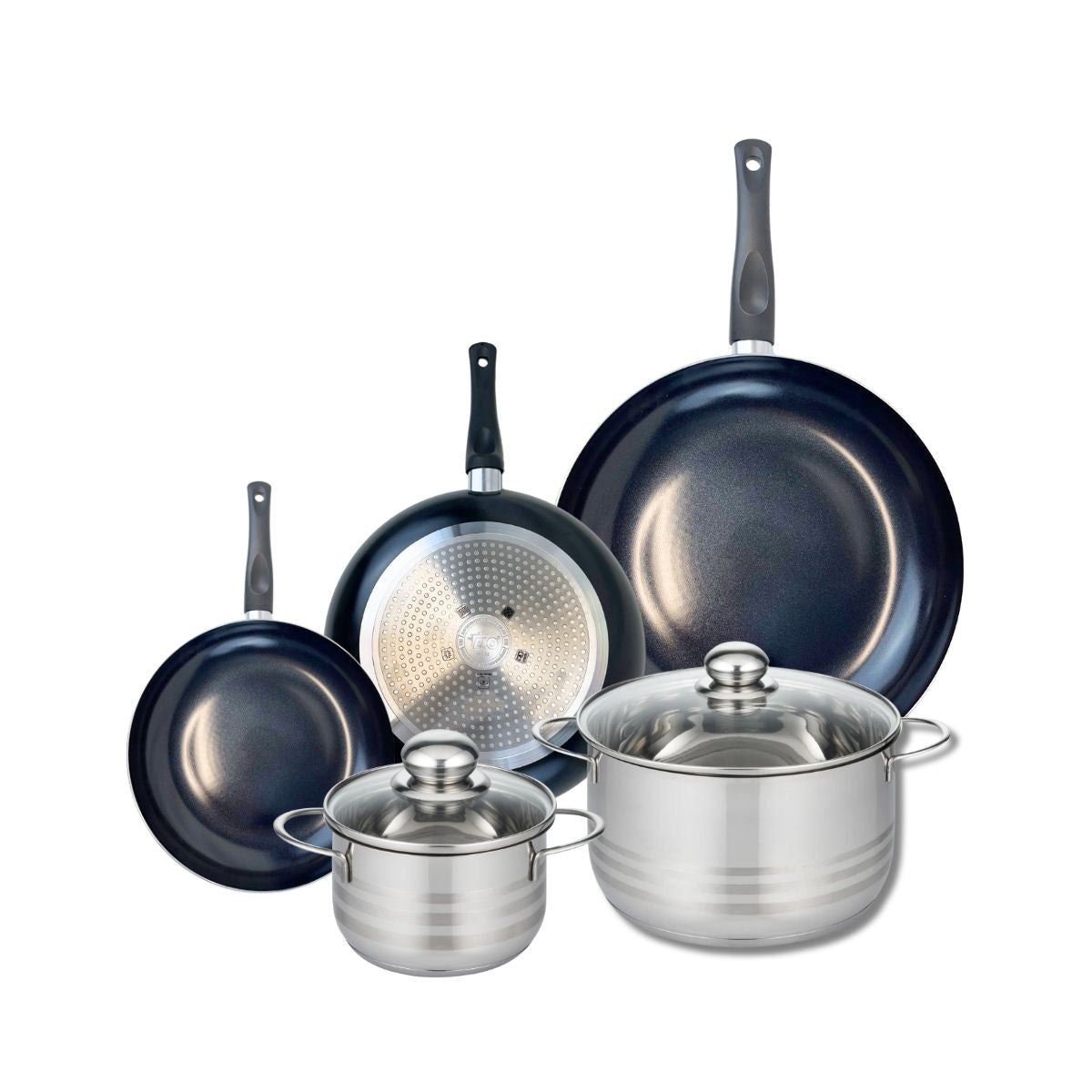 Ensemble de 3 Poêles de cuisson 20, 24 et 32 cm et 2 faitouts 16 et 24 cm  Prima Brillant Elo - Mathon - 1