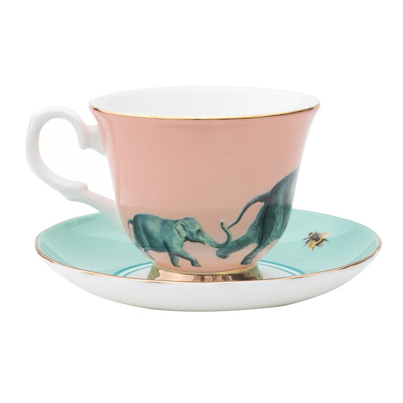Paire Tasse thé (1 tasse + 1 sous-tasse)280ml - Eléphant Yvonne Ellen - Mathon