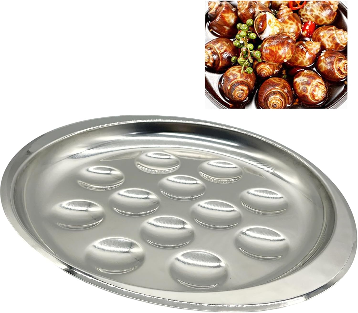 Assiette à Escargots 12 Trous Inox Durable Vendos85 - Mathon